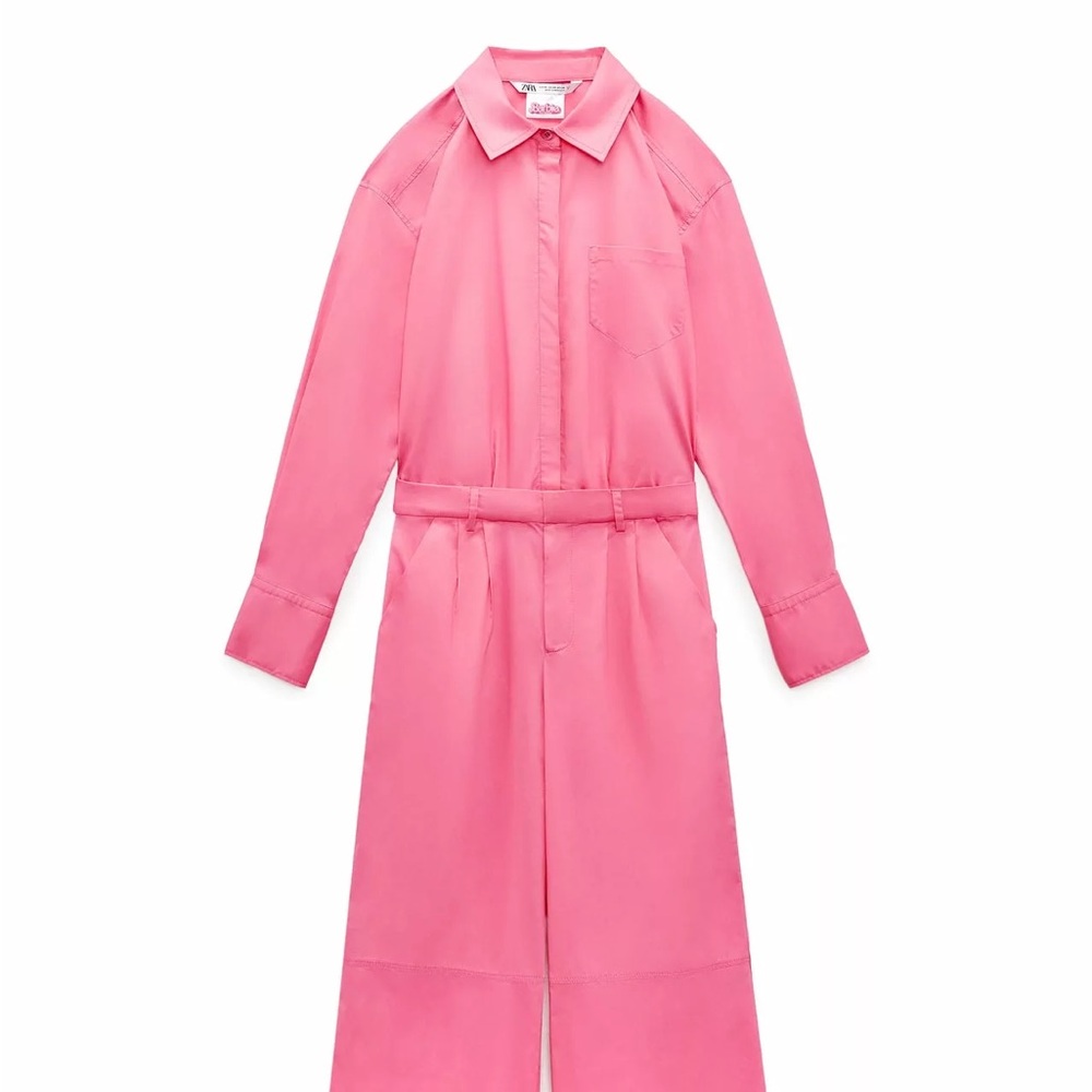 Zara X Barbie The Movie Pink Long Sleeve Jumpsuit